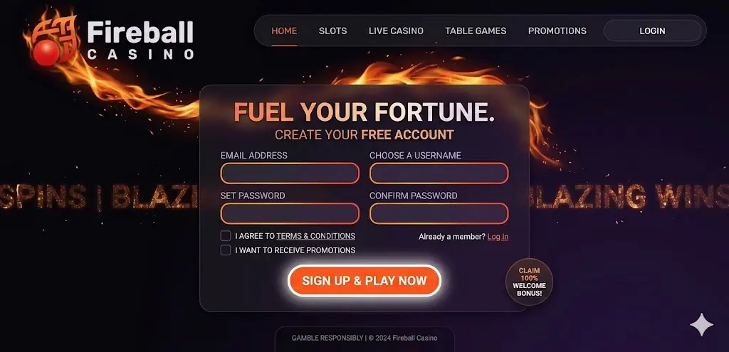 Fireball Casino regisztráció